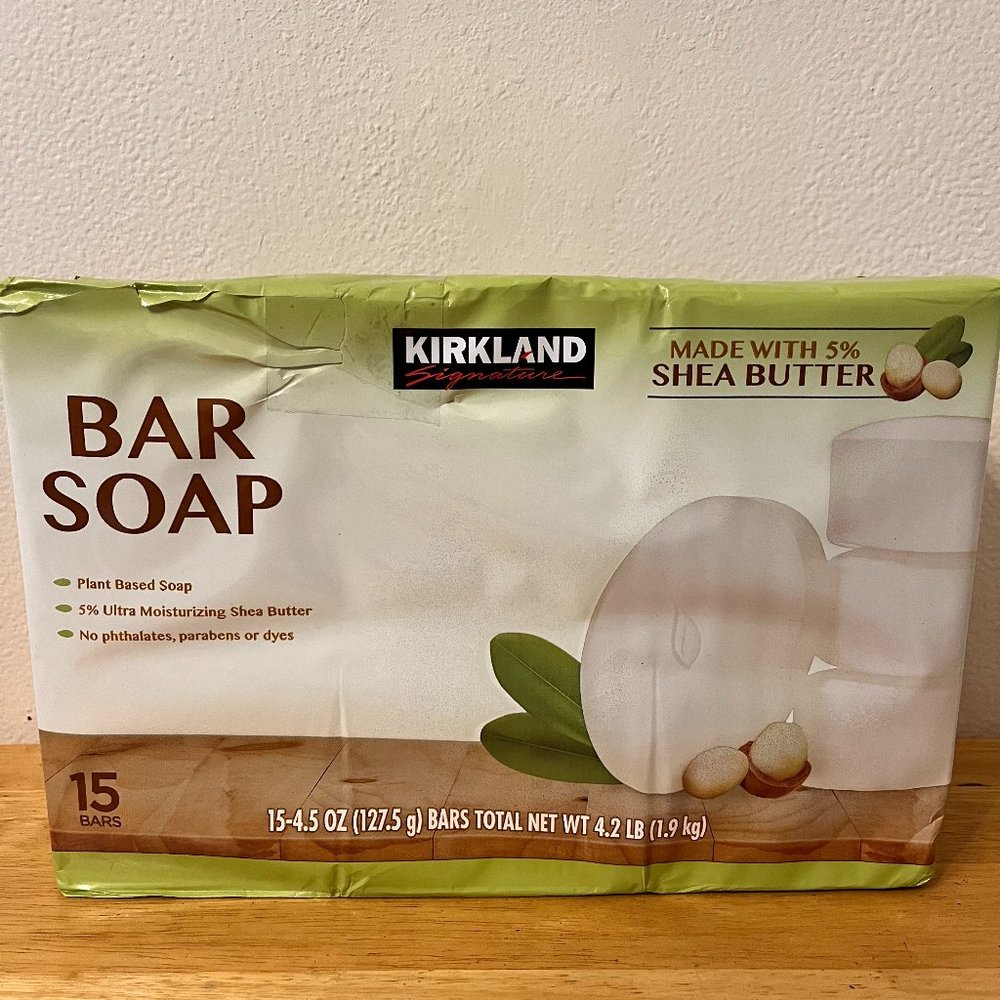 Kirkland Signature Hand Body Bar Soap with Shea Butter, 15 Bars 4.5 oz - New